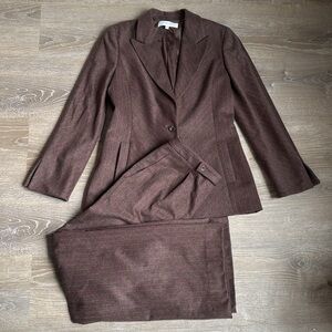 Carolina Herrera Brown Blazer & Skirt Set